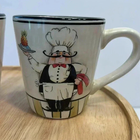 2 Tabletops Gallery le chef handcrafted mugs double sided matching 14oz 4 1/2” - Picture 2 of 8